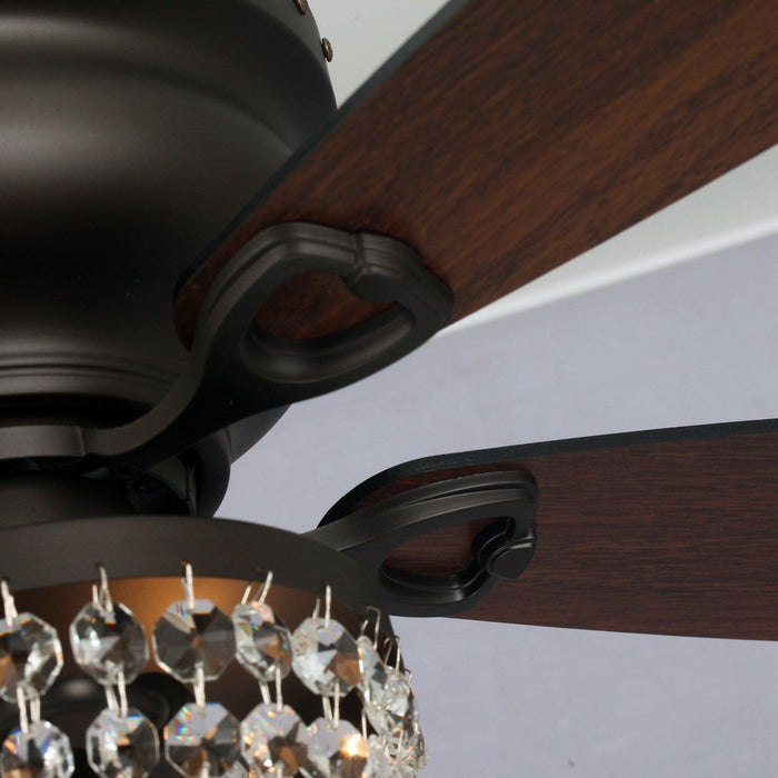 48" Modern Flush Mount Reversible Crytsal Ceiling Fan with Lighting and Remote Control - Sweatfully