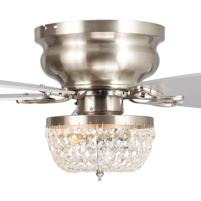 48" Modern Flush Mount Reversible Crytsal Ceiling Fan with Lighting and Remote Control - Sweatfully