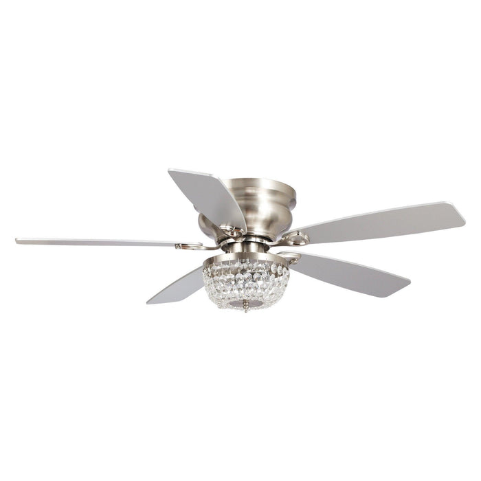 48" Modern Flush Mount Reversible Crytsal Ceiling Fan with Lighting and Remote Control - Sweatfully