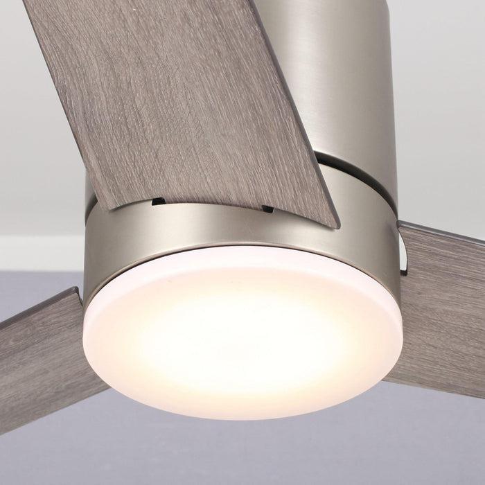 48" Satin Nickel Flush Mount Low Profile Ceiling Fan with LED Lighting - Sweatfully