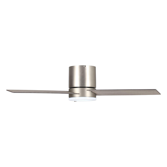 48" Satin Nickel Flush Mount Low Profile Ceiling Fan with LED Lighting - Sweatfully