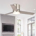 48" Satin Nickel Flush Mount Low Profile Ceiling Fan with LED Lighting - Sweatfully