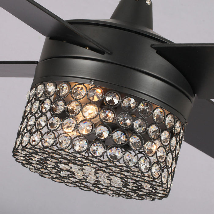48" Pune Modern Downrod Mount Reversible Crystal Ceiling Fan with Lighting and Remote Control - Sweatfully
