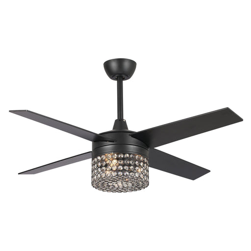 48" Pune Modern Downrod Mount Reversible Crystal Ceiling Fan with Lighting and Remote Control - Sweatfully