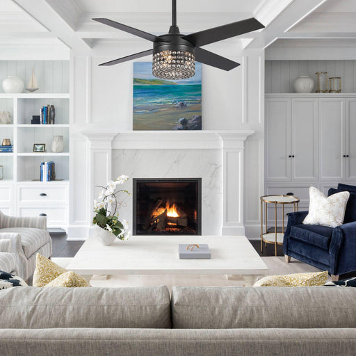 48" Pune Modern Downrod Mount Reversible Crystal Ceiling Fan with Lighting and Remote Control - Sweatfully