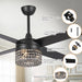 48" Pune Modern Downrod Mount Reversible Crystal Ceiling Fan with Lighting and Remote Control - Sweatfully