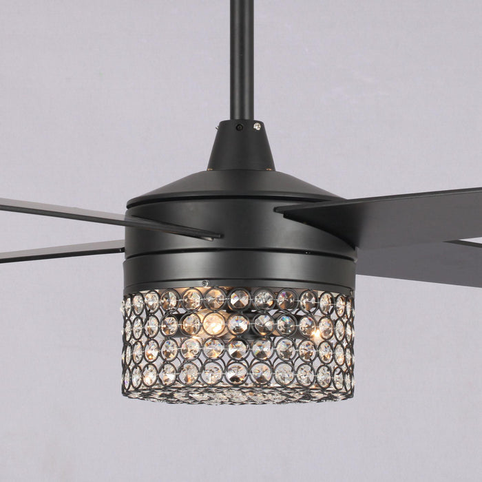 48" Pune Modern Downrod Mount Reversible Crystal Ceiling Fan with Lighting and Remote Control - Sweatfully