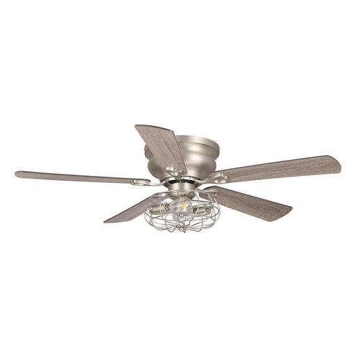48" Thurber Industrial Satin Nickel Flush Mount Reversible Ceiling Fan with Lighting and Remote Control - Sweatfully