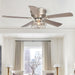 48" Thurber Industrial Satin Nickel Flush Mount Reversible Ceiling Fan with Lighting and Remote Control - Sweatfully