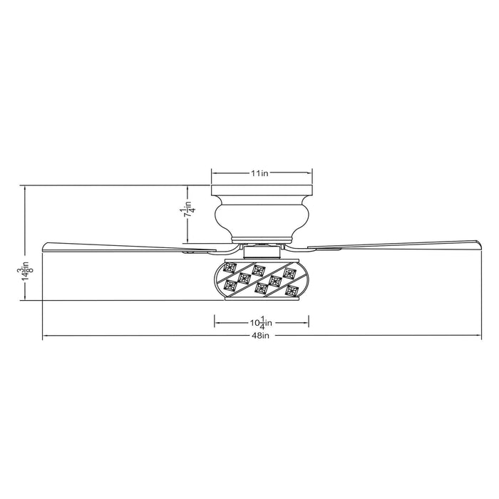 48" Modern Chrome Flush Mount Reversible Crystal Ceiling Fan with Lighting and Remote Control - Sweatfully