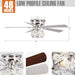 48" Modern Chrome Flush Mount Reversible Crystal Ceiling Fan with Lighting and Remote Control - Sweatfully