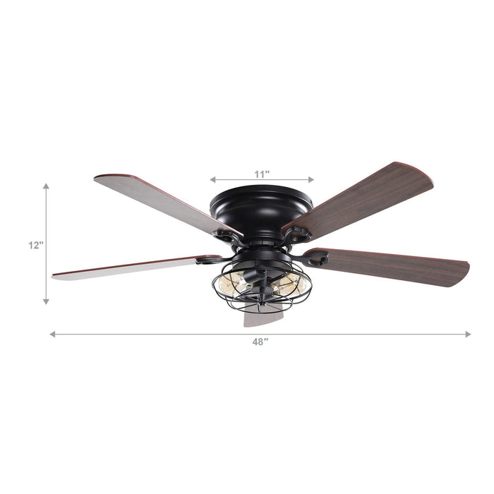 48" Ummuhan Industrial Flush Mount Ceiling Fan with Lighting - Sweatfully