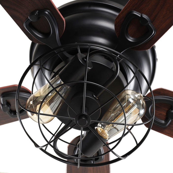 48" Ummuhan Industrial Flush Mount Ceiling Fan with Lighting - Sweatfully