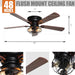 48" Ummuhan Industrial Flush Mount Ceiling Fan with Lighting - Sweatfully