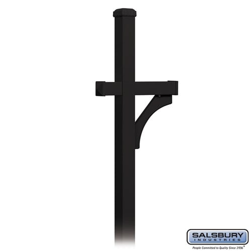 Salsbury Deluxe Mailbox Post - 1 Sided - In-Ground Mounted - Black - Sweatfully