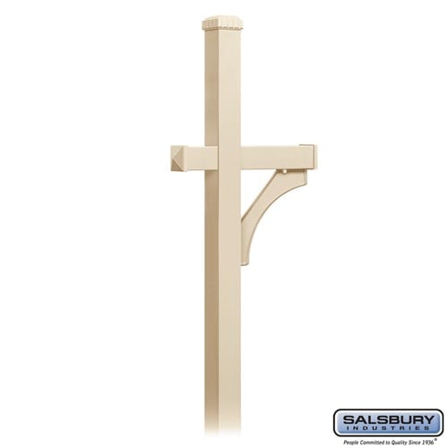 Salsbury Deluxe Mailbox Post - 1 Sided - In-Ground Mounted - Sandstone - Sweatfully