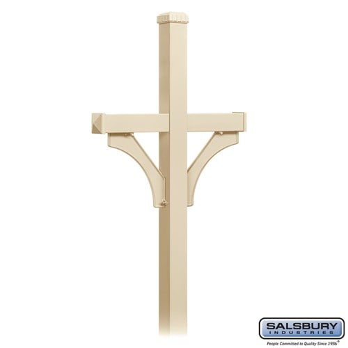 Salsbury Deluxe Mailbox Post - 2 Sided for (2) Mailboxes - In-Ground Mounted - Sandstone - Sweatfully