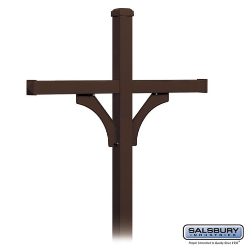 Salsbury Deluxe Mailbox Post - 2 Sided for (4) Mailboxes - In-Ground Mounted - Bronze - Sweatfully