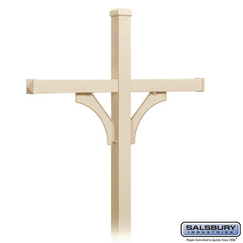 Salsbury Deluxe Mailbox Post - 2 Sided for (4) Mailboxes - In-Ground Mounted – Sandstone - Sweatfully