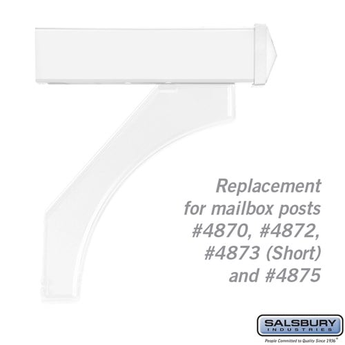 Salsbury Arm Kit - Replacement for Deluxe Post for (1)  Mailbox - White - Sweatfully