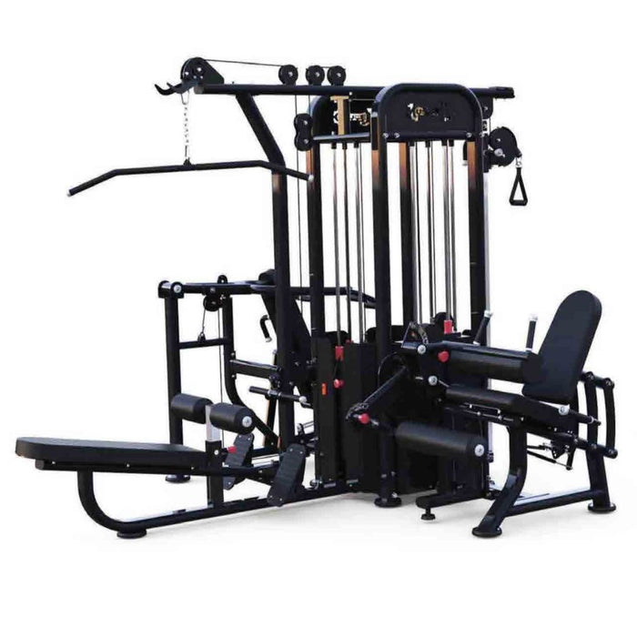 4 Stack Megatron Compact Multi-Gym  - Muscle D Fitness - Space Saving - Leg Extension & Curl, Lat Pull, Low Row, Multi-Press - Sweatfully