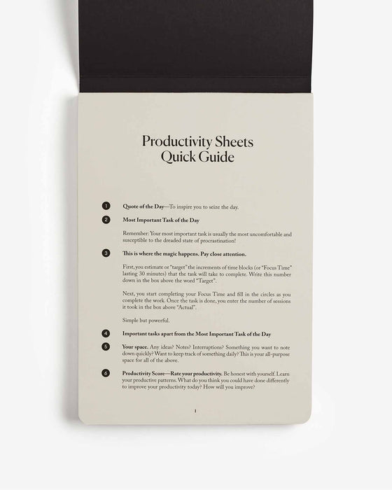 Productivity Sheets - Sweatfully