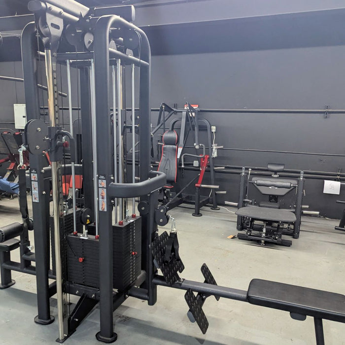 4 Stack Megatron Standard Jungle Gym - 2 Colors - Muscle D Fitness - Low Row, Lat Pulldown, Single Handle Hi/low Pulley, Double Hi/Low Pulley - Sweatfully