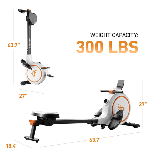 DeerRun RW600 Adjustable 32-Level Magnetic Resistance Long Slide Rail Smart Rowing Machine with PitPat App - Sweatfully