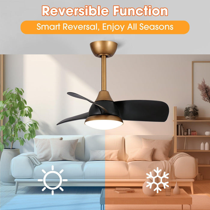 28" Modern DC Motor Downrod Mount Reversible Ceiling Fan with LED Lighting and Remote Control - Sweatfully