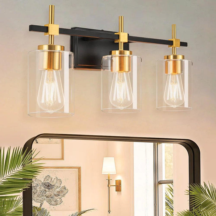 Jasper Modern Clear Glass 3-Light Bathroom Vanity Light - Sweatfully