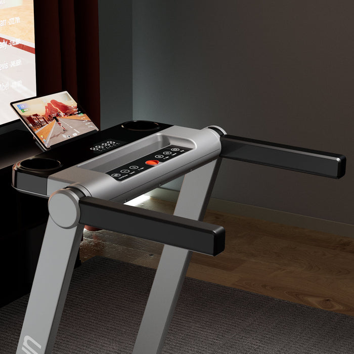 DeerRun A1 Pro Move+  6% Incline Foldable Treadmill——2025 Upgraded Chip & NFC Support | 350Lbs, 10mph Silver - Sweatfully