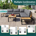 Patio Furniture Set with Loveseats, 4 Pieces Outdoor Sofa Set with Waterproof Cushions, Durable Iron-Wood Design for Garden, Backyard, Poolside - Sweatfully