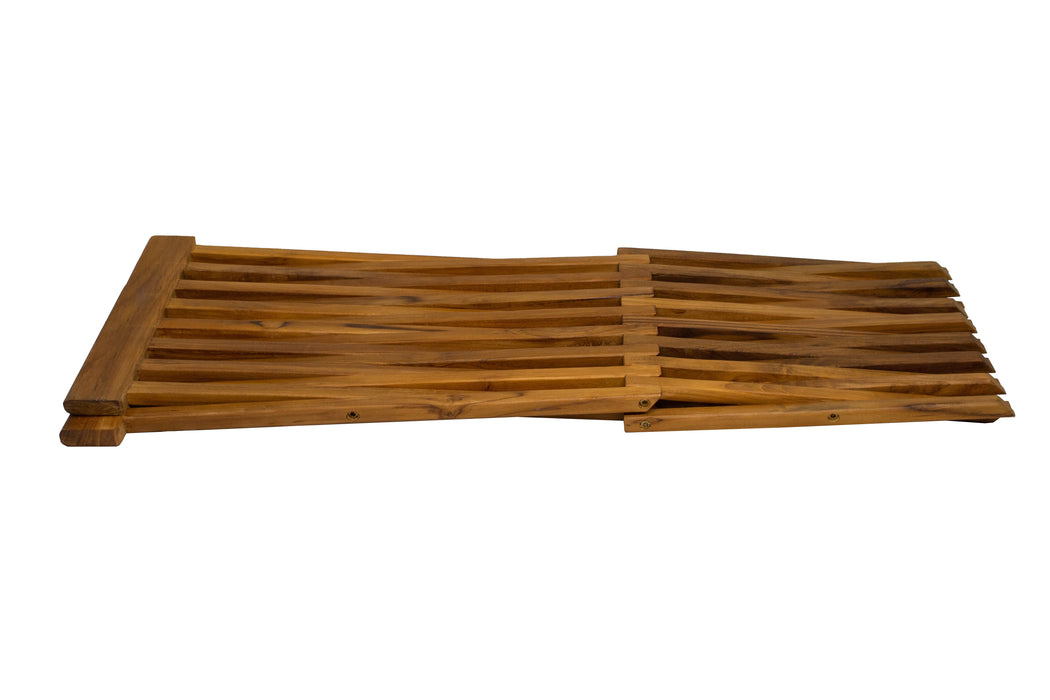 Winchester Teak Shower and Bath Folding Stool with Horizontal Slats - Sweatfully