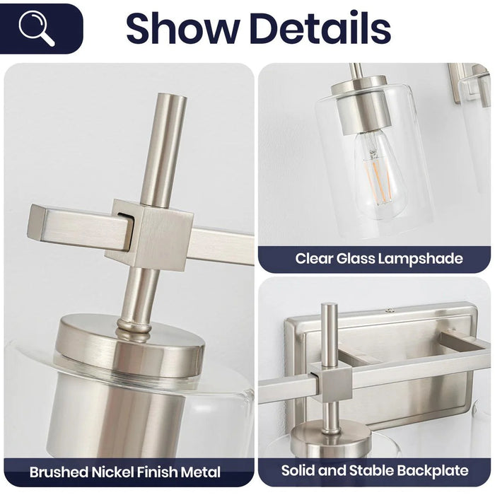 Jasper Modern 4-Light Clear Glass Bathroom Lights Linear Vanity Light - Sweatfully