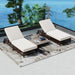 Outdoor Lounge Chair, Patio Chaise Lounge with 5-Position Backrest, Rattan Outdoor Lounge Chair with Cushion and Wheels for Poolside, Backyard, Garden - Sweatfully