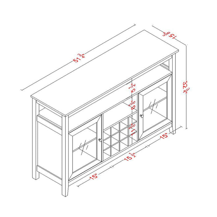 51" Wide Wood Cupboard Buffet Storage Cabinet with Wine Rack for 12-Bottles - Sweatfully