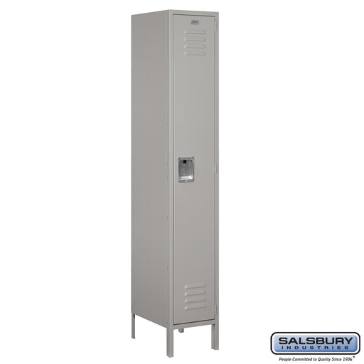 Salsbury 15" Wide Single Tier Standard Metal Locker - 1 Wide - 6 Feet High - 18 Inches Deep - Gray - Unassembled - Sweatfully