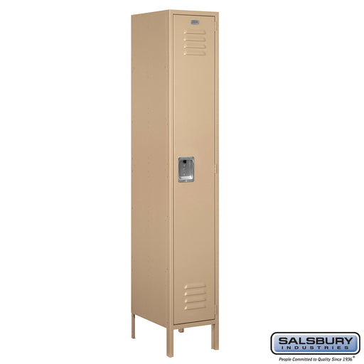 Salsbury 15" Wide Single Tier Standard Metal Locker - 1 Wide - 6 Feet High - 18 Inches Deep - Tan - Unassembled - Sweatfully