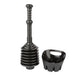 Antimicrobial Bellows Accordion Toilet Plunger with Black Storage Tray (Black) - Sweatfully
