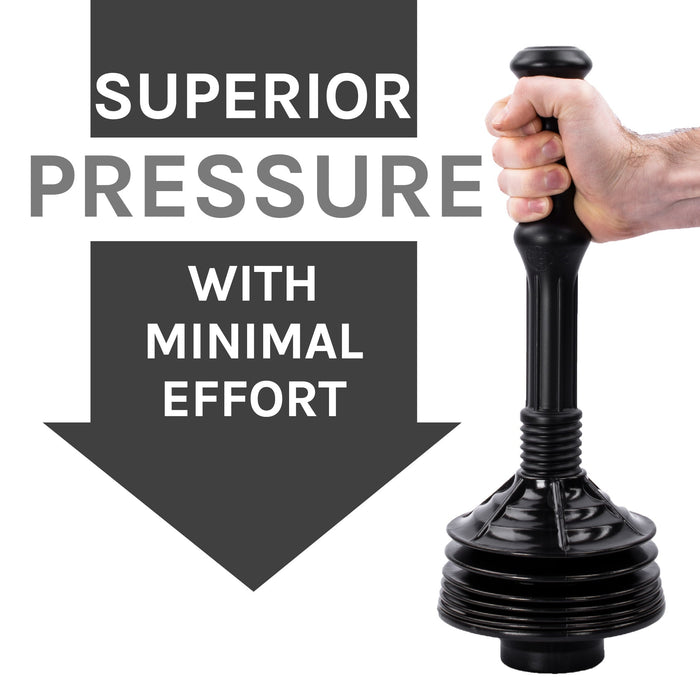 Antimicrobial Bellows Accordion Toilet Plunger with Black Storage Tray (Black) - Sweatfully