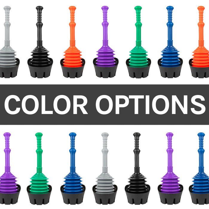 Antimicrobial Bellows Accordion Toilet Plunger with Black Storage Tray (Black) - Sweatfully