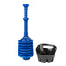 Antimicrobial Bellows Accordion Toilet Plunger with Black Storage Tray (Blue) - Sweatfully