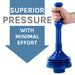 Antimicrobial Bellows Accordion Toilet Plunger with Black Storage Tray (Blue) - Sweatfully