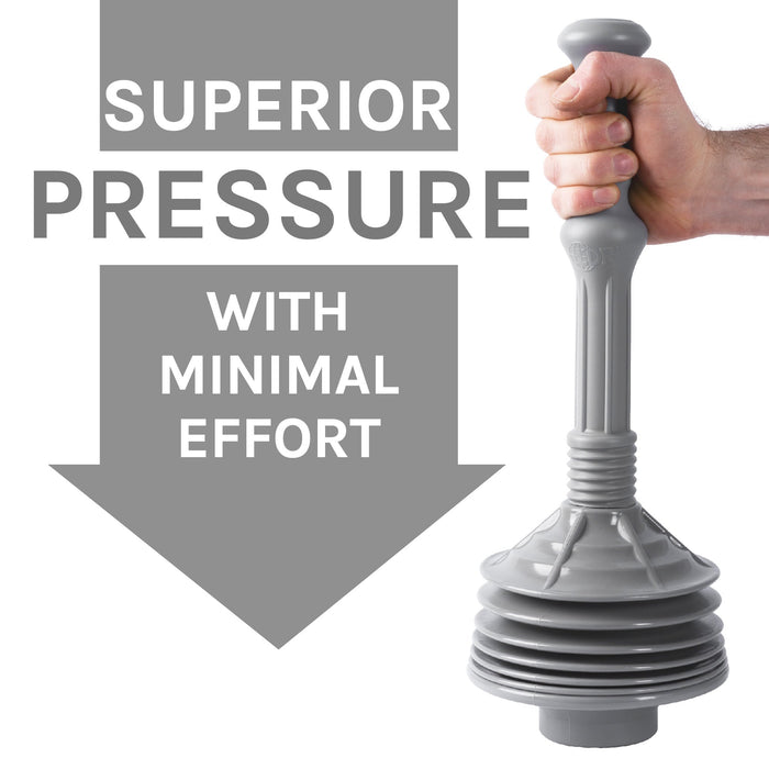 Antimicrobial Bellows Accordion Toilet Plunger with Black Storage Tray (Grey) - Sweatfully