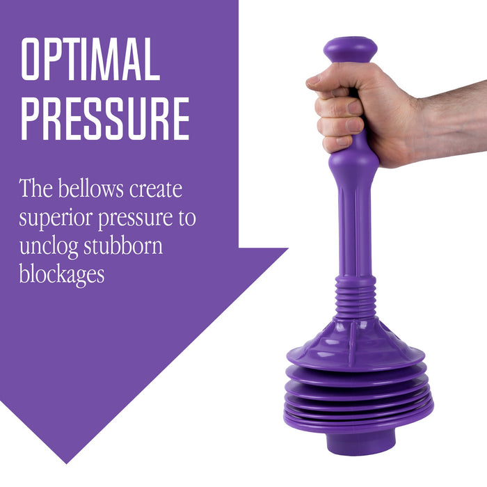 Bellows Accordion Toilet Plunger (Purple) - Sweatfully