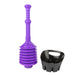 Antimicrobial Bellows Accordion Toilet Plunger with Black Storage Tray (Purple) - Sweatfully
