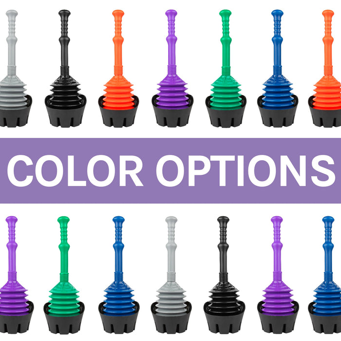 Antimicrobial Bellows Accordion Toilet Plunger with Black Storage Tray (Purple) - Sweatfully