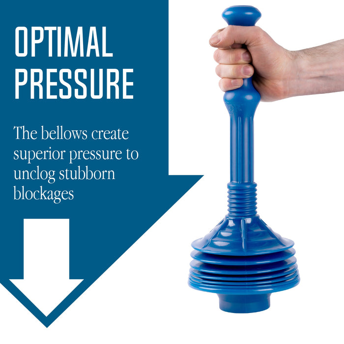 Bellows Accordion Toilet Plunger (Blue) - Sweatfully