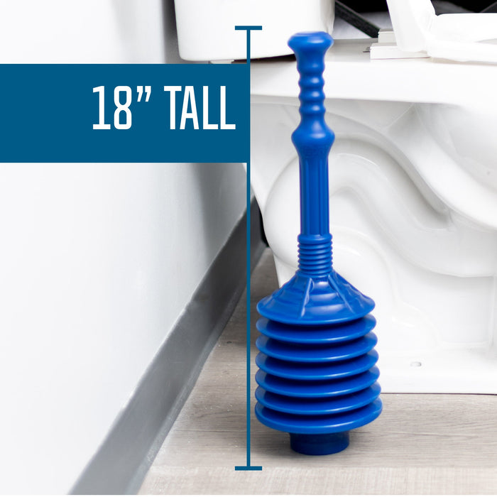 Bellows Accordion Toilet Plunger (Blue) - Sweatfully