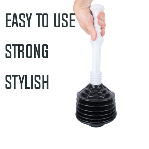 Bellows Accordion Toilet Plunger (Black and White) - Sweatfully